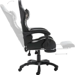 vidaXL Racestoel met voetensteun kunstleer zwart en camouflage