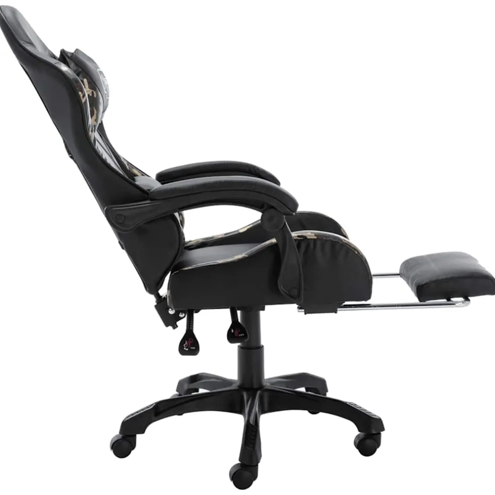 vidaXL Racestoel met voetensteun kunstleer zwart en camouflage