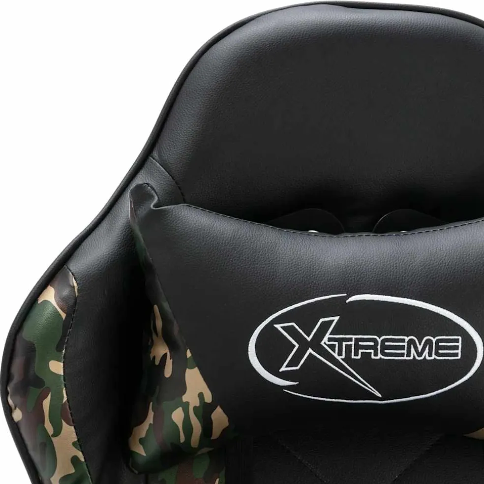 vidaXL Racestoel met voetensteun kunstleer zwart en camouflage
