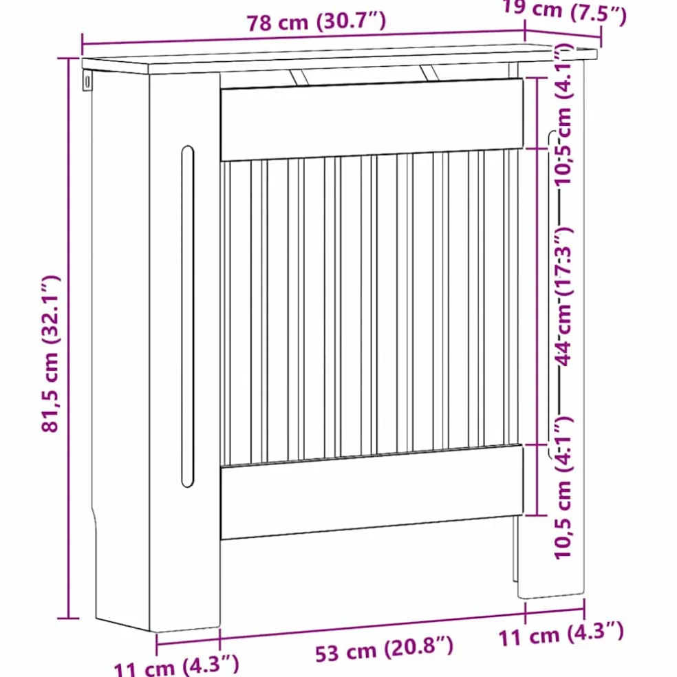 vidaXL Radiatorafdekking Artisanaal eiken 78 x 19 x 81,5 cm