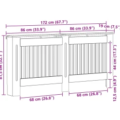 vidaXL Radiatorafdekking Hoogglans Wit 172 x 19 x 81,5 cm Bewerkt hout