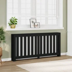 vidaXL Radiatorafdekking Zwart 175 x 20 x 82 cm Bewerkt hout