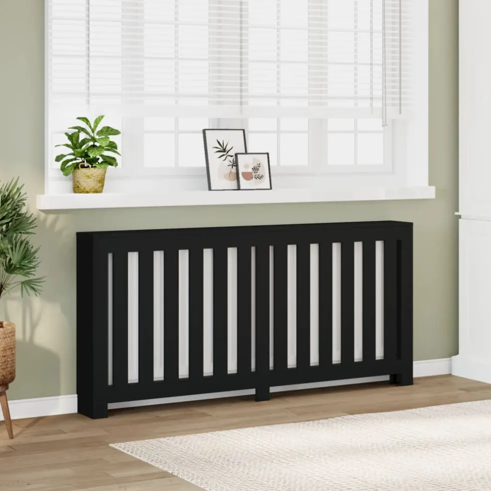vidaXL Radiatorafdekking Zwart 175 x 20 x 82 cm Bewerkt hout