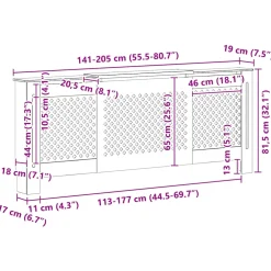 vidaXL Radiatorombouw 205 cm MDF grijs