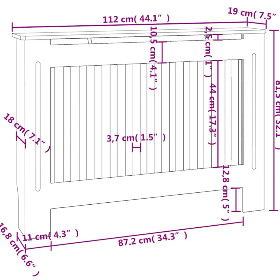 vidaXL Radiatorombouw 112x19x81,5 cm bewerkt hout