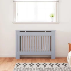 vidaXL Radiatorombouw 112x19x81,5 cm bewerkt hout grijs