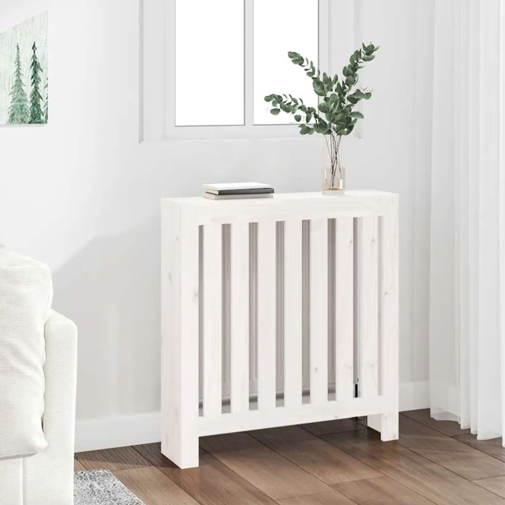 vidaXL Radiatorombouw 79,5x19x84 cm massief grenenhout wit