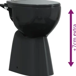 vidaXL Randloos Toilet 7 cm extra hoogte soft-close keramiek zwart