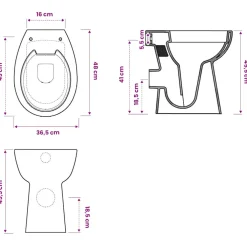 vidaXL Randloos Toilet 7 cm extra hoogte soft-close keramiek zwart