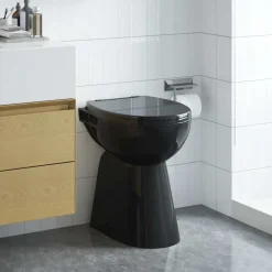 vidaXL Randloos Toilet 7 cm extra hoogte soft-close keramiek zwart