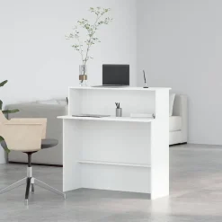 vidaXL Receptiebalie wit 100x50x103,5 cm bewerkt hout