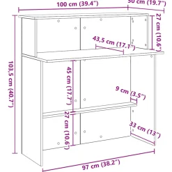 vidaXL Receptiebalie wit 100x50x103,5 cm bewerkt hout