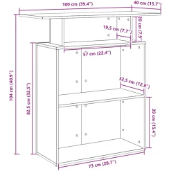 vidaXL Receptiebalie 100x40x104 cm bewerkt hout betongrijs
