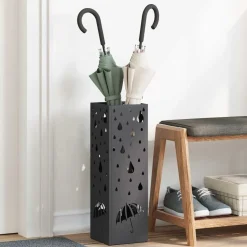 vidaXL Regen paraplu standaard Zwart 15,5 x 15,5 x 49 cm Staal