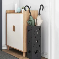vidaXL Regen paraplu standaard Zwart 15,5 x 15,5 x 49 cm Staal