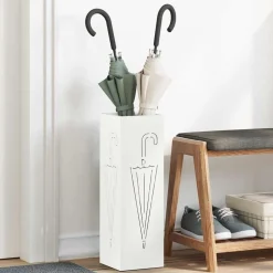 vidaXL Regen paraplu standaard Wit 15,5 x 15,5 x 49 cm Staal