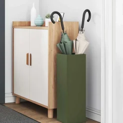 vidaXL Regen paraplu standaard Olijfgroen 15,5 x 15,5 x 49 cm Staal