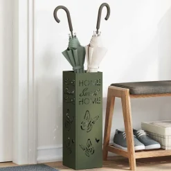 vidaXL Regen paraplu standaard Olijfgroen 15,5 x 15,5 x 49 cm Staal