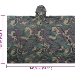 vidaXL Regenponcho voor kamperen/wandelen leger waterdicht camouflage