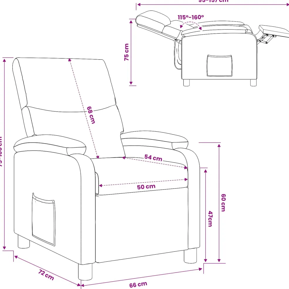 vidaXL Relaxfauteuil Taupe Stof