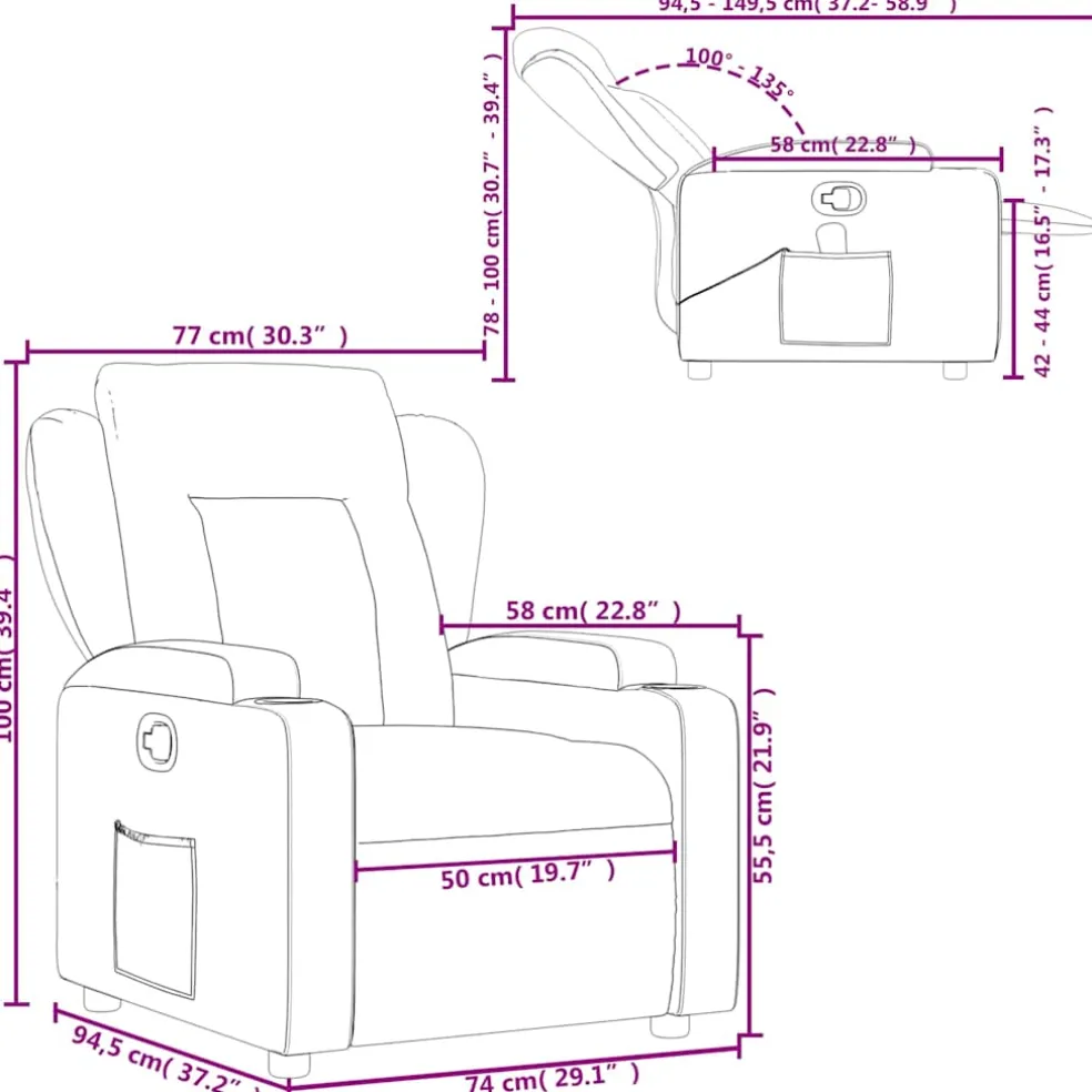 vidaXL Relaxfauteuil Zwart Kunstleer
