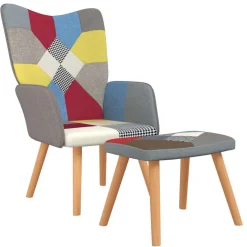 vidaXL Relaxstoel met voetenbank patchwork stof