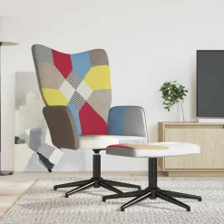 vidaXL Relaxstoel met voetenbank patchwork stof