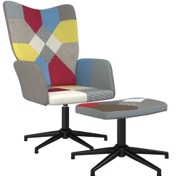 vidaXL Relaxstoel met voetenbank patchwork stof