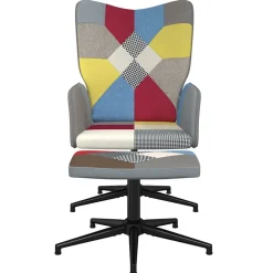 vidaXL Relaxstoel met voetenbank patchwork stof