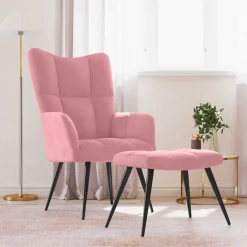 vidaXL Relaxstoel met voetenbank fluweel roze