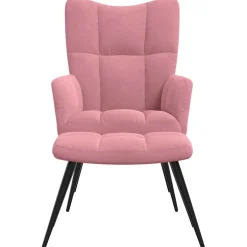 vidaXL Relaxstoel met voetenbank fluweel roze