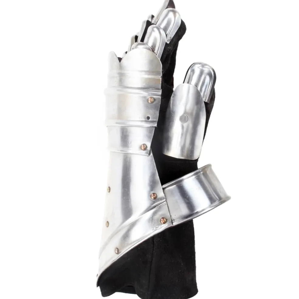 vidaXL Ridderhandschoenen middeleeuws replica LARP staal zilverkleurig