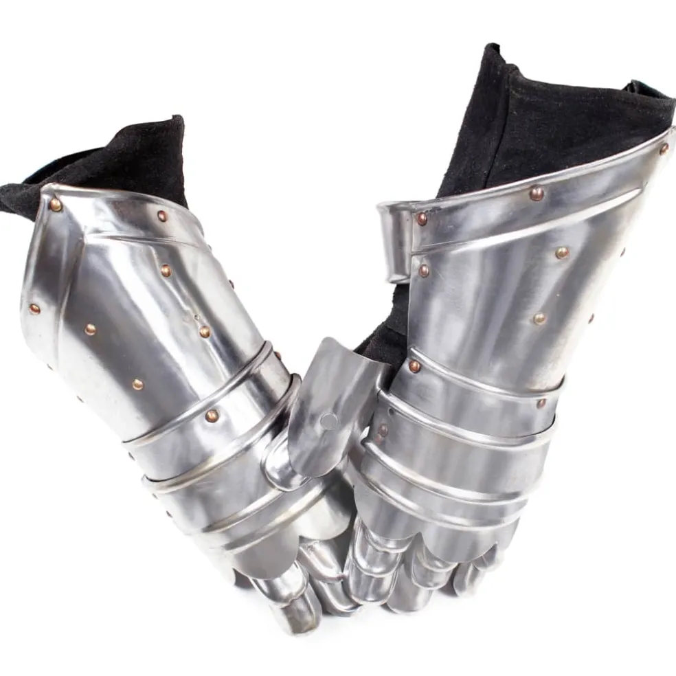 vidaXL Ridderhandschoenen middeleeuws replica LARP staal zilverkleurig