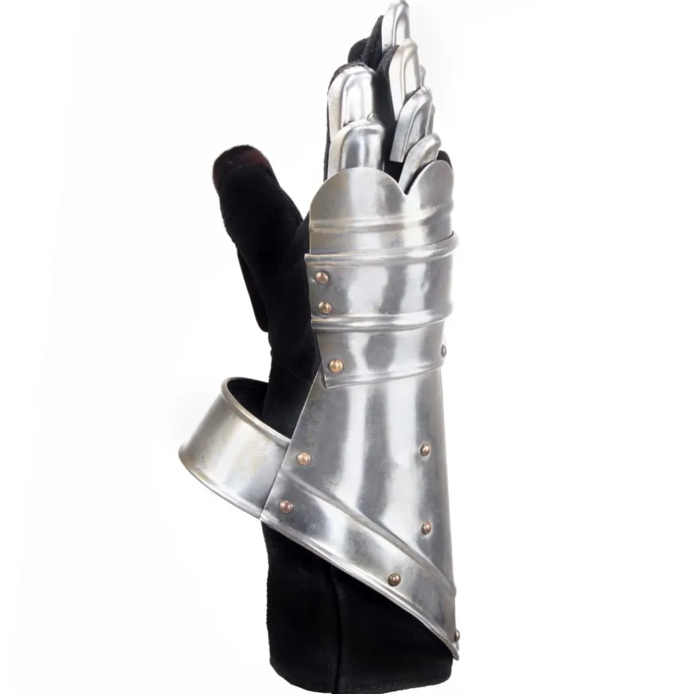 vidaXL Ridderhandschoenen middeleeuws replica LARP staal zilverkleurig