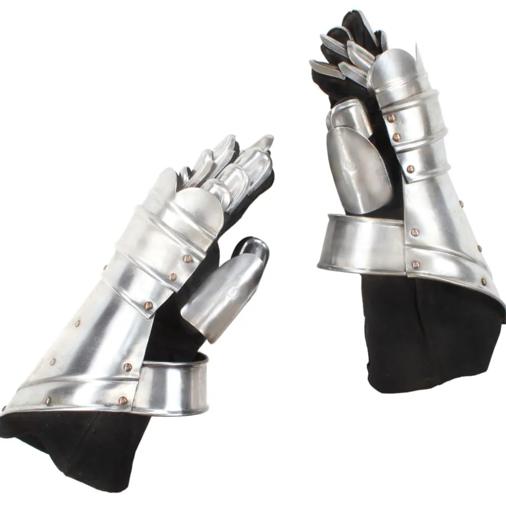 vidaXL Ridderhandschoenen middeleeuws replica LARP staal zilverkleurig