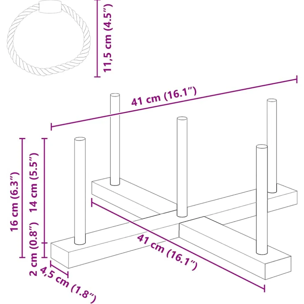 vidaXL Ringwerpspelset Veelkleurig 41 x 41 x 16 cm Massief grenenhout