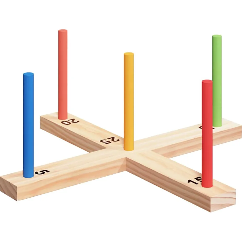 vidaXL Ringwerpspelset Veelkleurig 41 x 41 x 16 cm Massief grenenhout