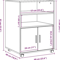 vidaXL Rolkast 60x48x81 cm bewerkt hout wit