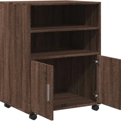 vidaXL Rolkast 60x48x81 cm bewerkt hout bruin eikenkleur