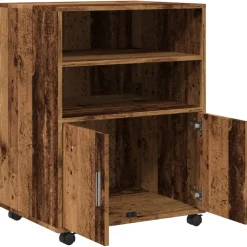 vidaXL Rolkast 60x48x81 cm bewerkt hout oud houtkleurig
