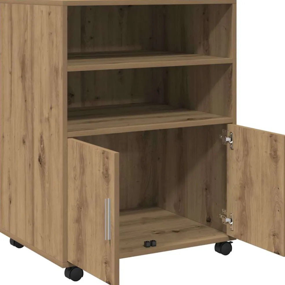 vidaXL Rolkast 60x48x81 cm bewerkt hout artisanaal eikenkleurig