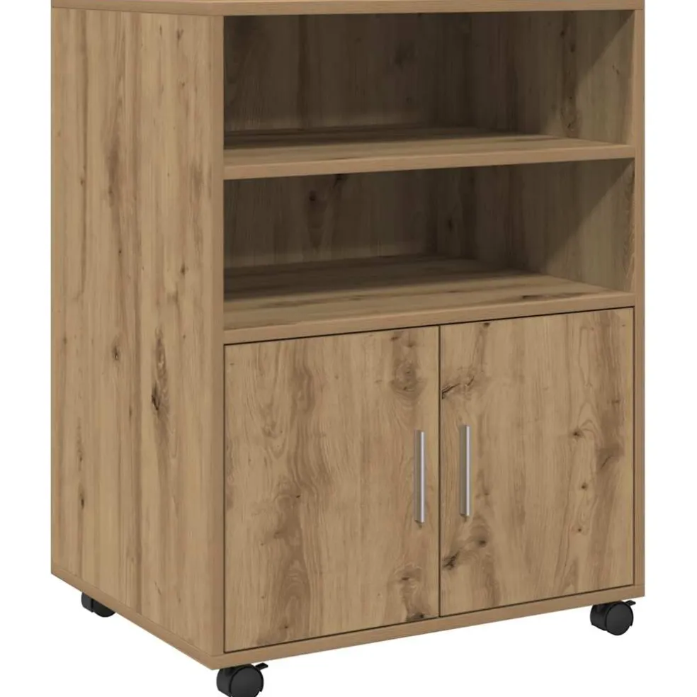 vidaXL Rolkast 60x48x81 cm bewerkt hout artisanaal eikenkleurig