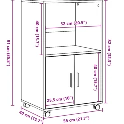vidaXL Rolkast 55x40x91 cm bewerkt hout wit