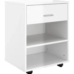 vidaXL Rolkast 46x36x59 cm bewerkt hout hoogglans wit