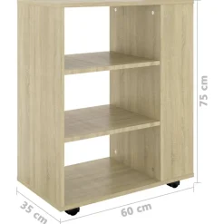 vidaXL Rolkast 60x35x75 cm bewerkt hout sonoma eikenkleurig