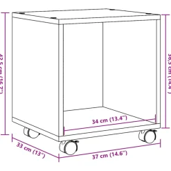 vidaXL Rolkast 37x33x42,5 cm bewerkt hout sonoma eikenkleurig
