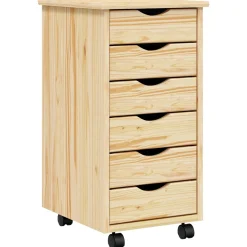 vidaXL Rolling Cabinet met Laden MOSS 34 x 39 x 65,5 cm Heldere Vernis