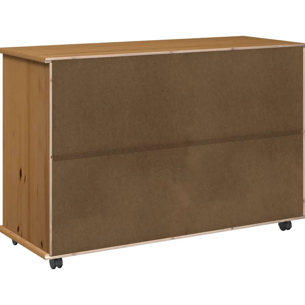 vidaXL Rolling Kast Honingbruin 100 x 39 x 65,5 cm Massief Vurenhout
