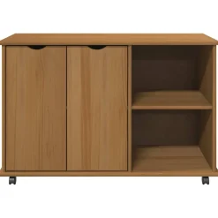 vidaXL Rolling Kast Honingbruin 100 x 39 x 65,5 cm Massief Vurenhout