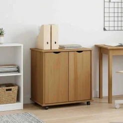 vidaXL Rolling Kast Honingbruin 100 x 39 x 65,5 cm Massief Vurenhout